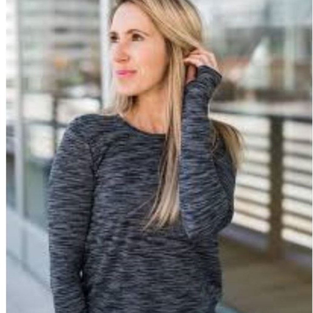 Zyia Charcoal Split Back Long Sleeve Tee size m